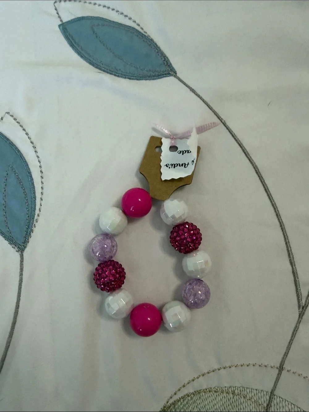 Kids Pink & Purple Beaded Stretch Bracelet by